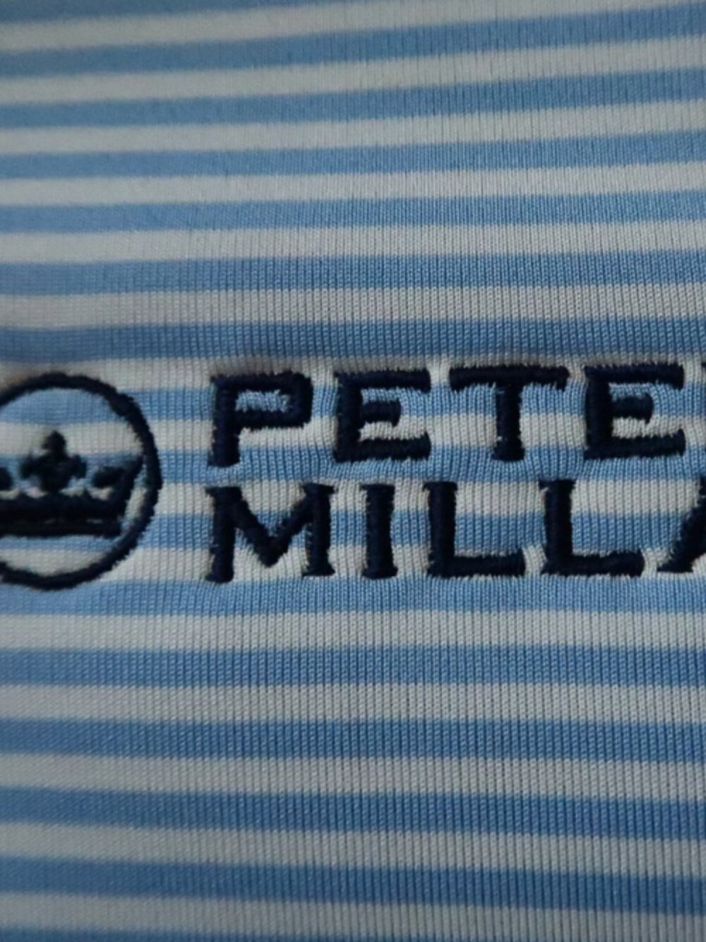 Peter Millar White-Lt Blue Striped Palmira Donald Ross Polo* (M) ⛳️